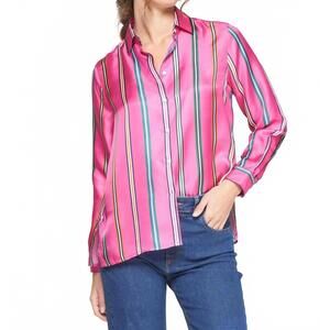 NEW VILAGALLO striped tea blouse in pink multi